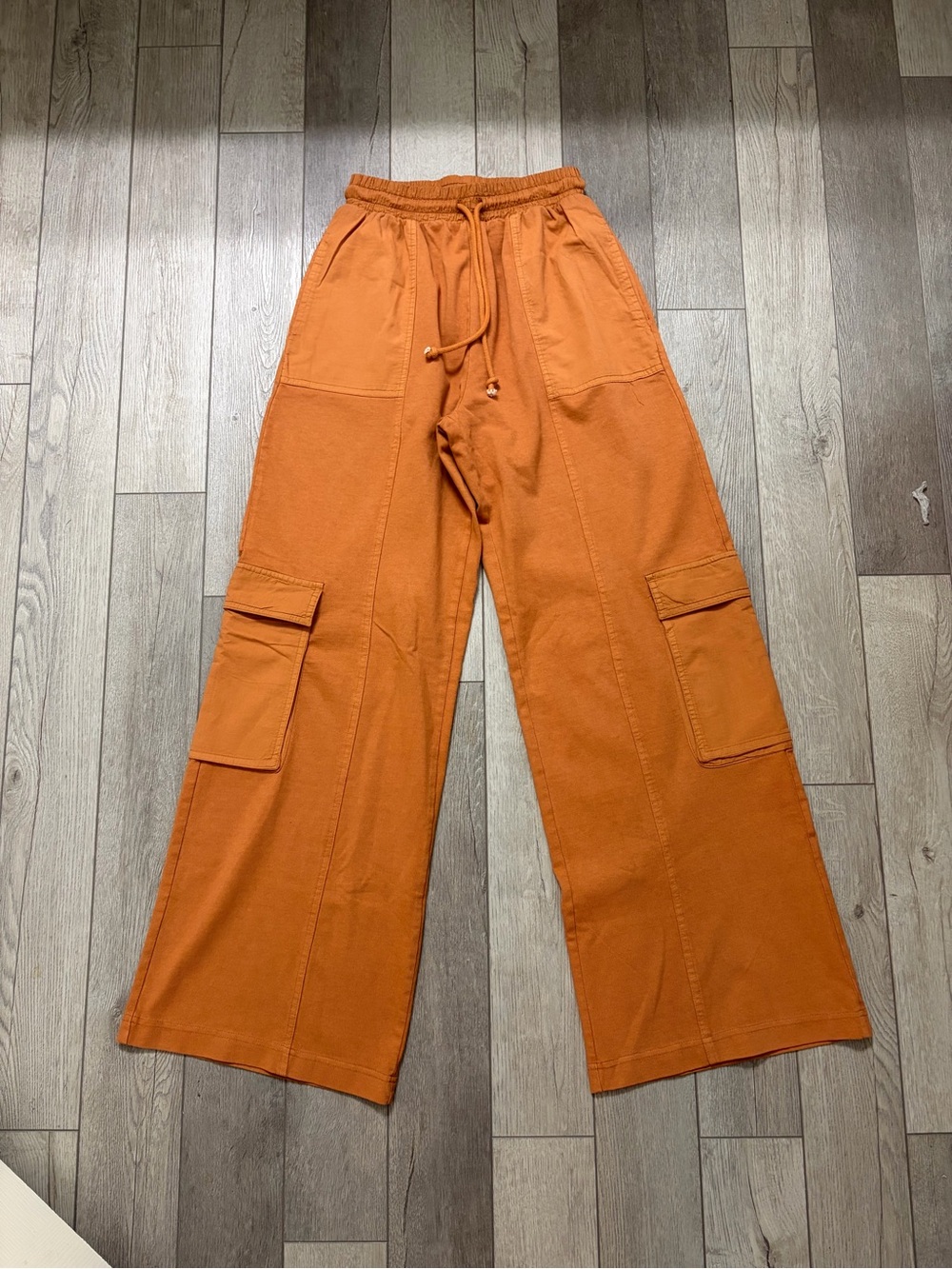 Zara Washed-Effect Cargo Pants Burnt Orange Size Small - Picture 2 of 11